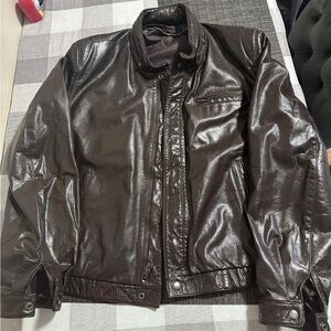 Vintage Berman's Leather Jacket Brown Cafe Racer 46 Mens Large zip out liner